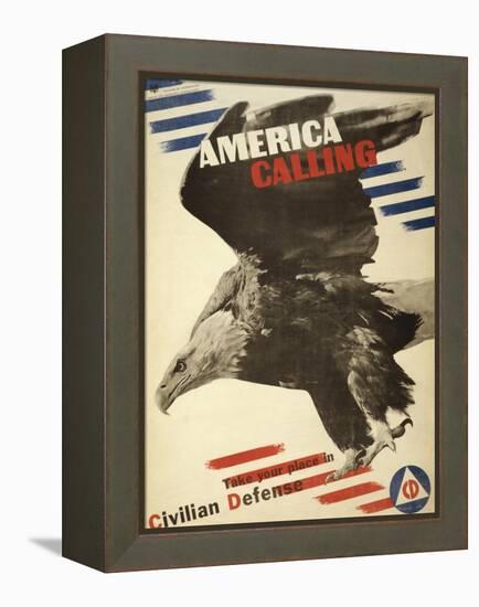 America Calling, Take Your Place in Civilian Defense, c.1941-Herbert Matter-Framed Stretched Canvas