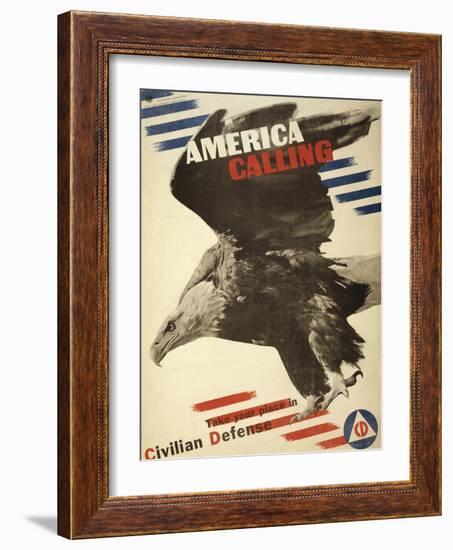 America Calling, Take Your Place in Civilian Defense, c.1941-Herbert Matter-Framed Art Print