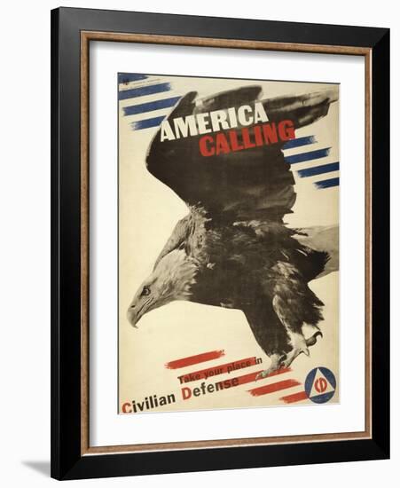 America Calling, Take Your Place in Civilian Defense, c.1941-Herbert Matter-Framed Art Print