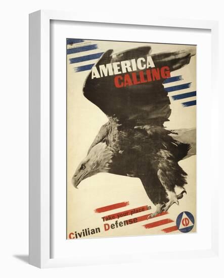 America Calling, Take Your Place in Civilian Defense, c.1941-Herbert Matter-Framed Art Print