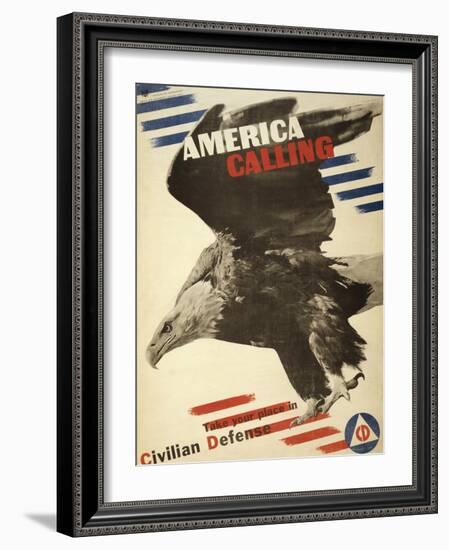 America Calling, Take Your Place in Civilian Defense, c.1941-Herbert Matter-Framed Art Print