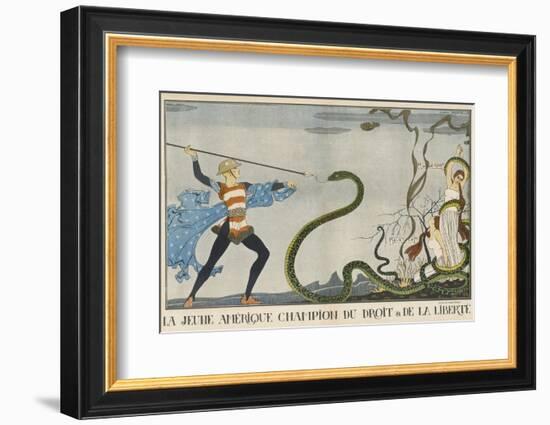 America Comes to the Rescue of Justice and Liberty-Georges Barbier-Framed Photographic Print