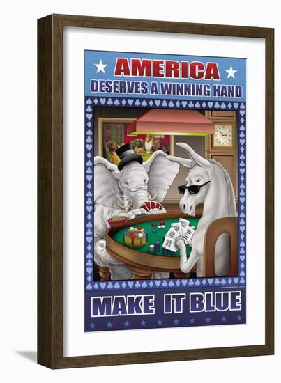 America Dserves a Winning Hand, Make It Blue-Richard Kelly-Framed Art Print