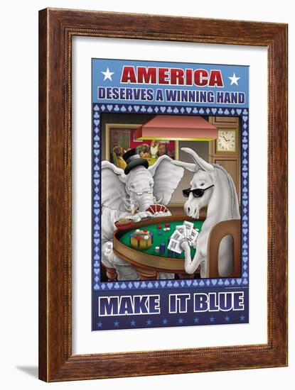 America Dserves a Winning Hand, Make It Blue-Richard Kelly-Framed Art Print