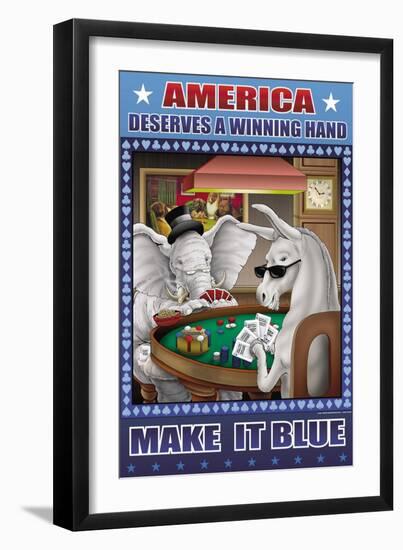 America Dserves a Winning Hand, Make It Blue-Richard Kelly-Framed Art Print