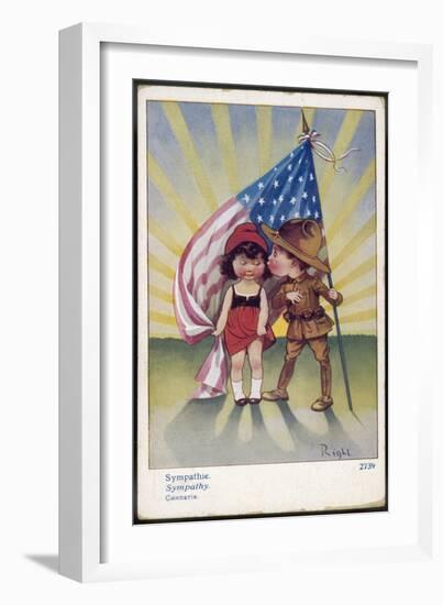 America Joins the War and Sympathises with Marianne-null-Framed Art Print