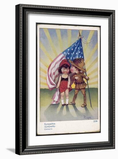 America Joins the War and Sympathises with Marianne-null-Framed Art Print