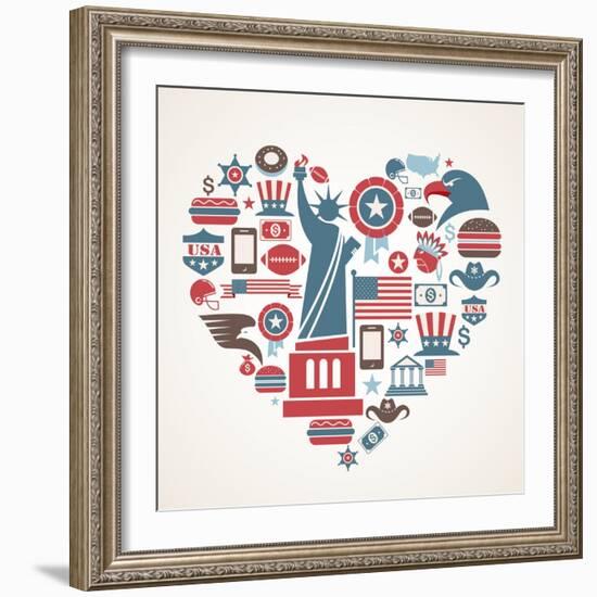 America Love - Heart-Marish-Framed Art Print