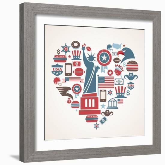 America Love - Heart-Marish-Framed Art Print