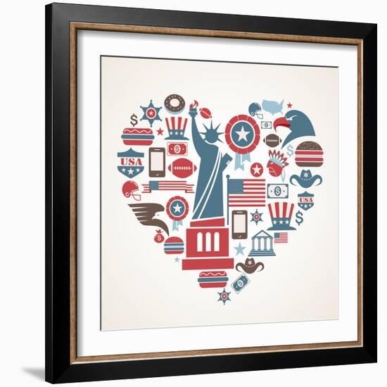 America Love - Heart-Marish-Framed Art Print