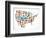 America Map With Many Icons-Marish-Framed Art Print