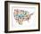 America Map With Many Icons-Marish-Framed Art Print