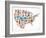 America Map With Many Icons-Marish-Framed Art Print