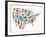 America Map With Many Icons-Marish-Framed Art Print