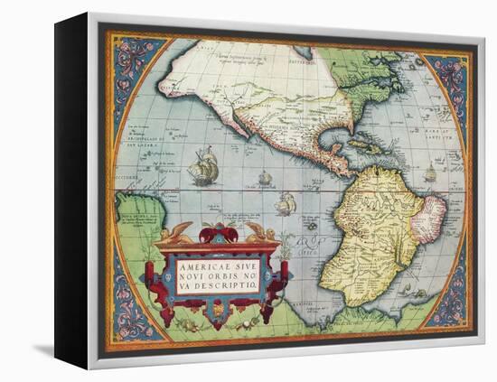 America, or the New World: From the 'Theatrum Orbis Terrarum' by Abraham Ortelius, 1570', 1570-Abraham Ortelius-Framed Premier Image Canvas