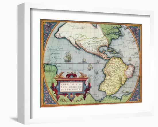 America, or the New World: From the 'Theatrum Orbis Terrarum' by Abraham Ortelius, 1570', 1570-Abraham Ortelius-Framed Giclee Print