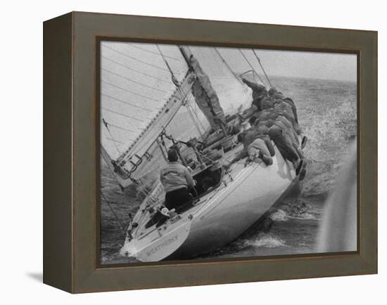 America's Cup Contender Weatherly Racing-null-Framed Premier Image Canvas