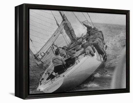 America's Cup Contender Weatherly Racing-null-Framed Premier Image Canvas