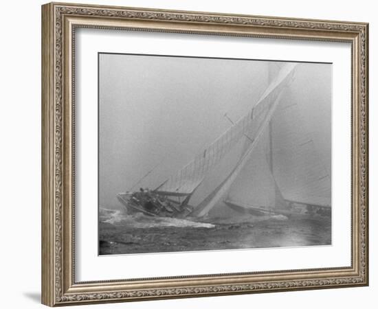 America's Cup Contenders Vim and Easterner Nearing the Turning Buoy-null-Framed Photographic Print