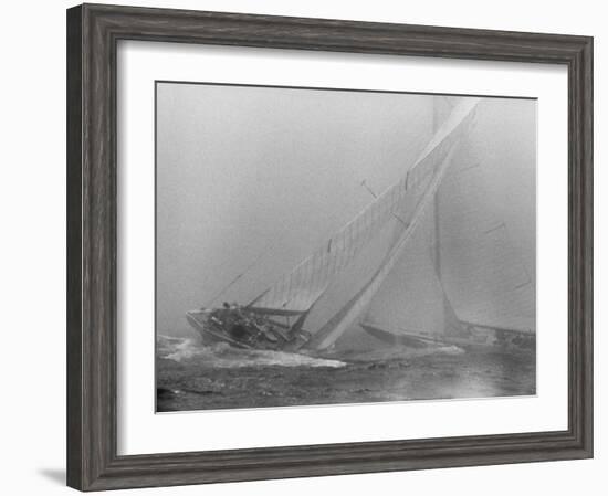 America's Cup Contenders Vim and Easterner Nearing the Turning Buoy--Framed Photographic Print