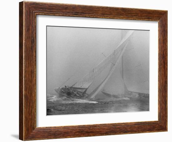 America's Cup Contenders Vim and Easterner Nearing the Turning Buoy-null-Framed Photographic Print