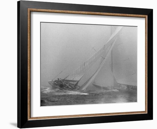 America's Cup Contenders Vim and Easterner Nearing the Turning Buoy-null-Framed Photographic Print