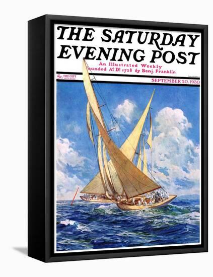 "America's Cup Race," Saturday Evening Post Cover, September 20, 1930-Anton Otto Fischer-Framed Premier Image Canvas