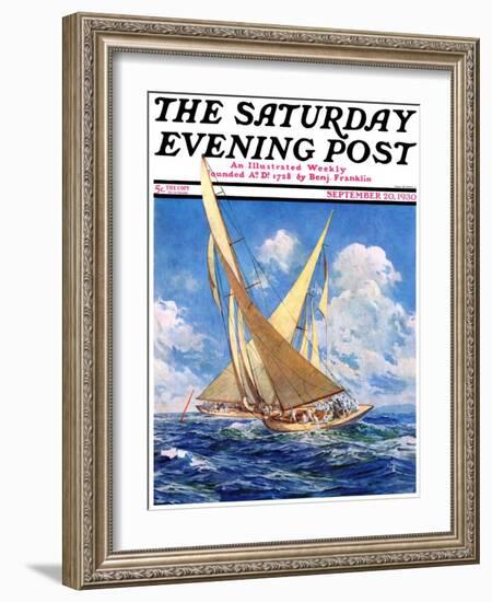 "America's Cup Race," Saturday Evening Post Cover, September 20, 1930-Anton Otto Fischer-Framed Giclee Print