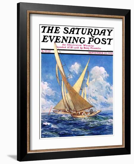 "America's Cup Race," Saturday Evening Post Cover, September 20, 1930-Anton Otto Fischer-Framed Giclee Print