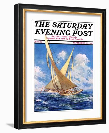 "America's Cup Race," Saturday Evening Post Cover, September 20, 1930-Anton Otto Fischer-Framed Giclee Print