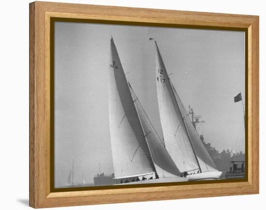 America's Cup Racing Boats Columbia and Sceptre-George Silk-Framed Premier Image Canvas