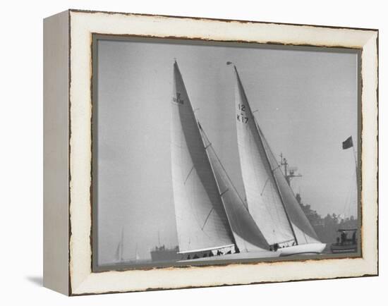America's Cup Racing Boats Columbia and Sceptre-George Silk-Framed Premier Image Canvas
