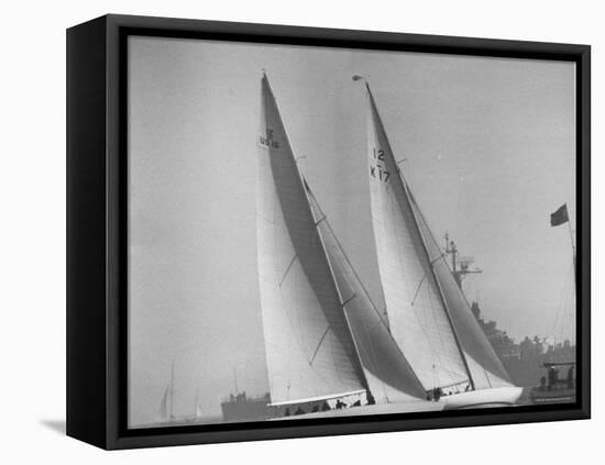 America's Cup Racing Boats Columbia and Sceptre-George Silk-Framed Premier Image Canvas
