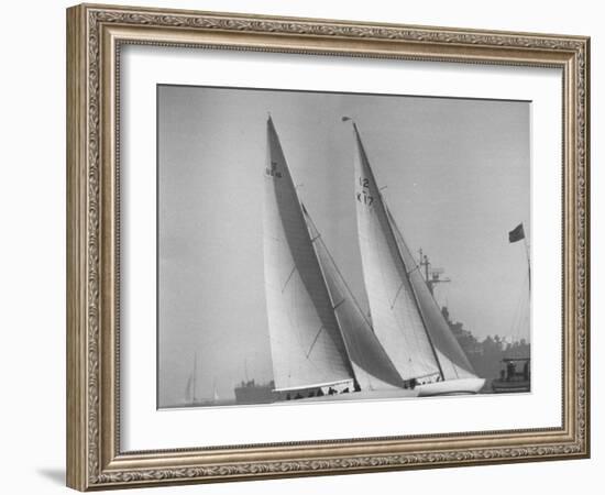 America's Cup Racing Boats Columbia and Sceptre-George Silk-Framed Photographic Print