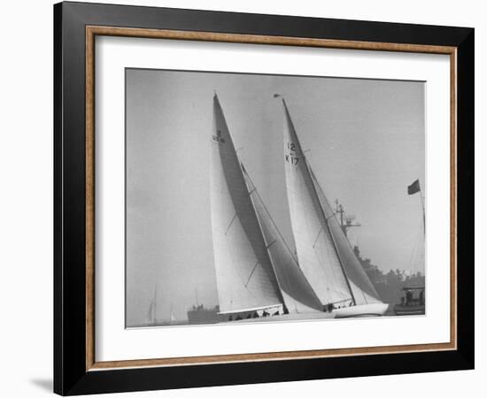 America's Cup Racing Boats Columbia and Sceptre-George Silk-Framed Photographic Print