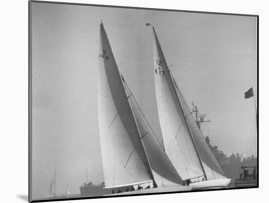 America's Cup Racing Boats Columbia and Sceptre-George Silk-Mounted Photographic Print