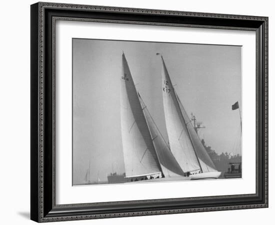 America's Cup Racing Boats Columbia and Sceptre-George Silk-Framed Photographic Print