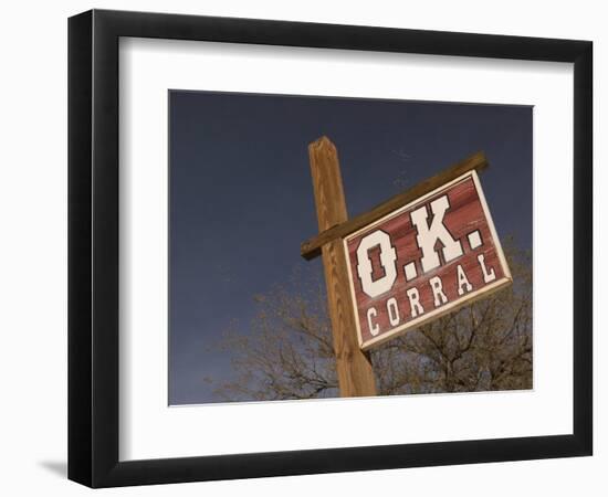 America's Gunfight Capital, OK Corral Sign, Tombstone, Arizona, USA-Walter Bibikow-Framed Photographic Print