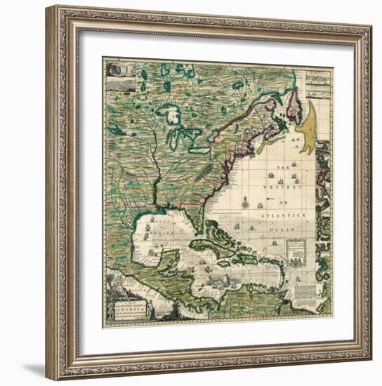 America Septentrionalis A Map of the British Empire in America, c.1733-Henry Popple-Framed Art Print