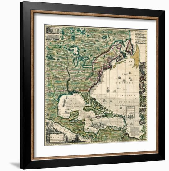 America Septentrionalis A Map of the British Empire in America, c.1733-Henry Popple-Framed Art Print