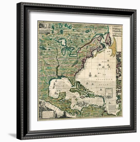 America Septentrionalis A Map of the British Empire in America, c.1733-Henry Popple-Framed Art Print
