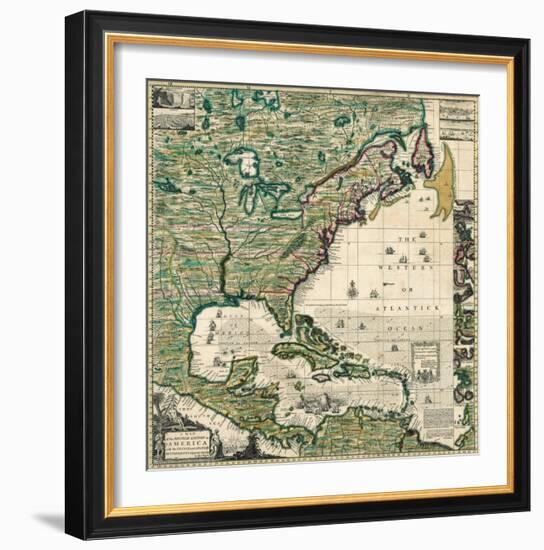 America Septentrionalis A Map of the British Empire in America, c.1733-Henry Popple-Framed Art Print