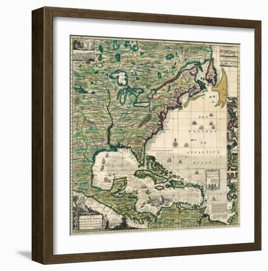 America Septentrionalis A Map of the British Empire in America, c.1733-Henry Popple-Framed Art Print