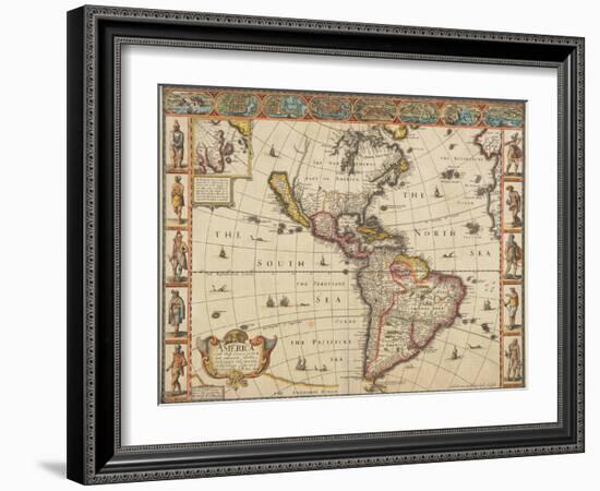 America: with Those Unknown Parts in That Unknowne Worlde-John Speed and Abraham Goos-Framed Giclee Print