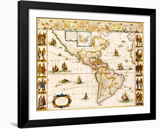 Americae Nova Tabula, 1617-Willem Janszoon Blaeu-Framed Premium Giclee Print