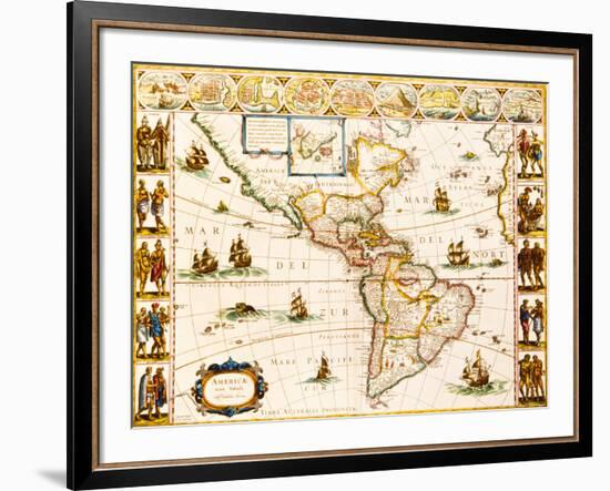 Americae Nova Tabula, 1617-Willem Janszoon Blaeu-Framed Premium Giclee Print