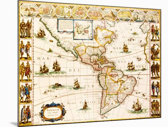 Americae Nova Tabula, 1617-Willem Janszoon Blaeu-Mounted Premium Giclee Print