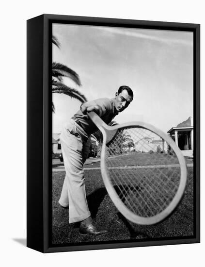 American actor Buster Keaton (1895 - 1966), during his M.G.M. period, early 30's (b/w photo)-null-Framed Stretched Canvas
