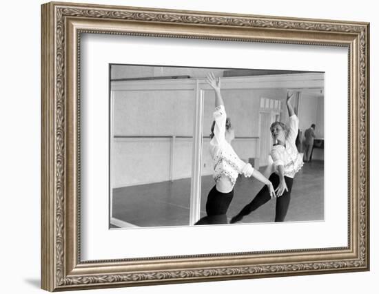 American Actress Debbie Reynolds Watches Herself in a Mirror During a Dance Rehearsal, 1960-Allan Grant-Framed Photographic Print