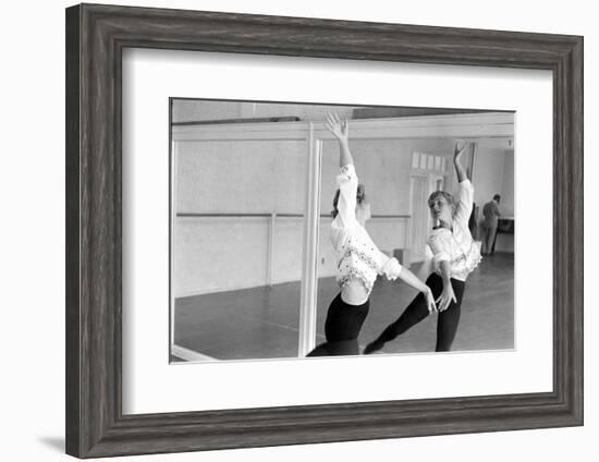 American Actress Debbie Reynolds Watches Herself in a Mirror During a Dance Rehearsal, 1960-Allan Grant-Framed Photographic Print